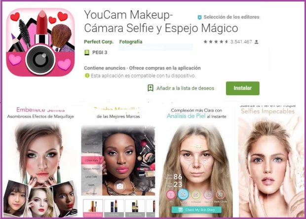 YouCam MakeUp Un salón de belleza en tu móvil- 9 apps de maquillaje que triunfan en 2019