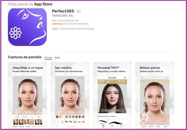 Perfect 365 la herramienta imprescindible para el maquillaje virtual- 9 apps de maquillaje que triunfan en 2019